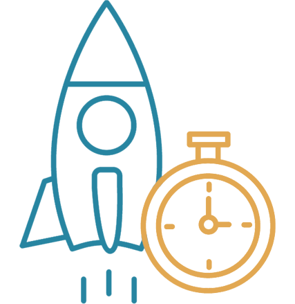 Rocket and stop watch icons